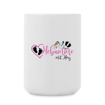 Hebamme mit Herz  - Große Tasse 440 ml - Weiß - Vorne
