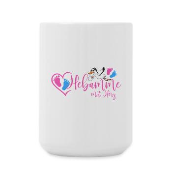 Hebamme mit Herz  - Große Tasse 440 ml - Weiß - Vorne