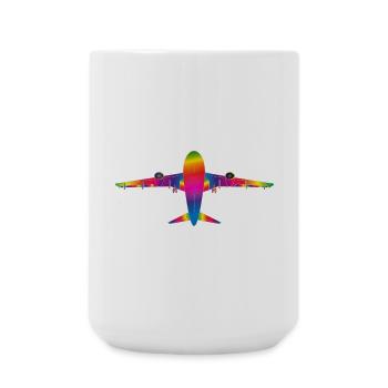 Plane in rainbow colours - Large Mug 440 ml - white - Front