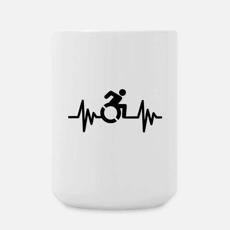 Bild Rollstuhlsymbol mit Herzfrequenz * - Große Tasse 440 ml - Weiß