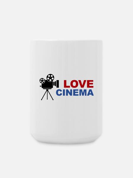 Love Cinema Bold Red Blue Typography - Large Mug 440 ml - white