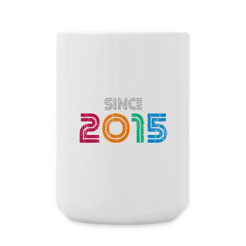 Seit 2015 | Retro-farbenes Geburtstagsjahr - Große Tasse 440 ml - Weiß - Vorne