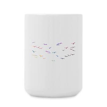 Bunte Vögel - Große Tasse 440 ml - Weiß - Vorne