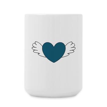 Cœur bleu avec ailes cadeau de la Saint-Valentin - Grande tasse 440 ml - blanc - Devant