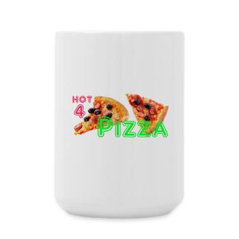Hot 4 Pizza 🍕 Pizza Theme Klamotte für Liebhaber - Große Tasse 440 ml - Weiß - Vorne