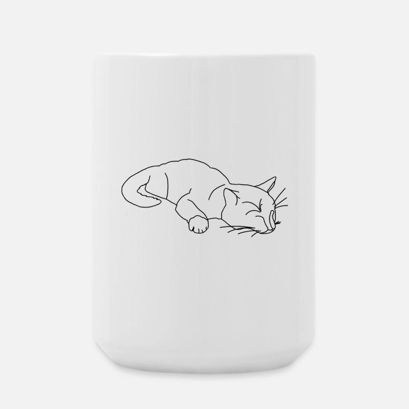 Sleeping Cat Sketch - Large Mug 440 ml - white