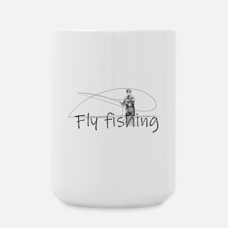 Pêche à la mouche - Grande tasse 440 ml - blanc