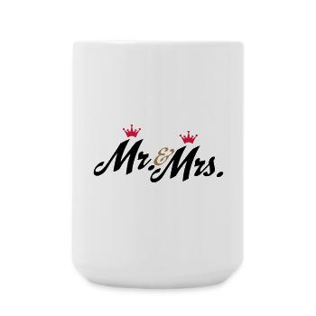 Lustige Geschenke zur Hochzeit, Mr and Mrs - Große Tasse 440 ml - Weiß - Vorne