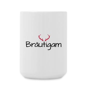 Bräutigam Geweih shirt Junggesellenabschied - Große Tasse 440 ml - Weiß - Vorne