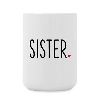 Sister Herz - Geschenk Geschwister Bruder Familie - Große Tasse 440 ml - Weiß - Vorne