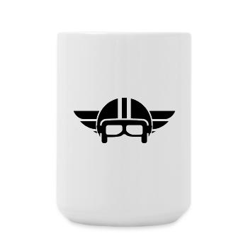Casque de moto vintage avec des ailes - Grande tasse 440 ml - blanc - Devant