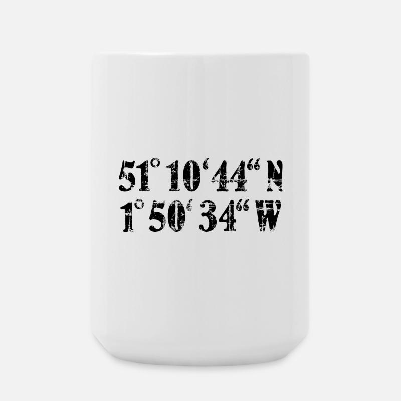 Stonehenge Coordinates Vintage Black (EU) - Large Mug 440 ml - white