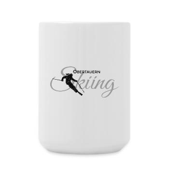 Obertauern Skiing (Grau) Apres-Ski Skifahrerin - Große Tasse 440 ml - Weiß - Vorne