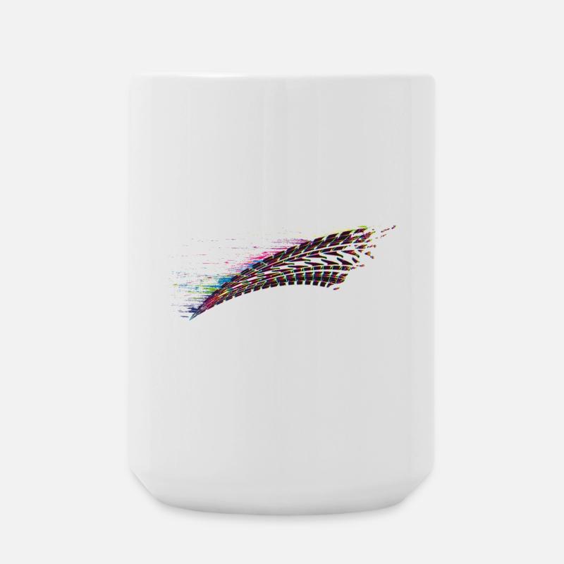 buntes Auto Reifenprofil Bremsspur Graffiti - Große Tasse 440 ml - Weiß