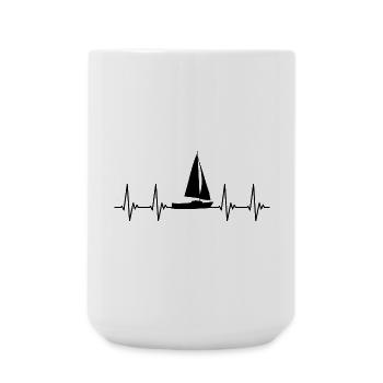 Sailboat, EKG, sailing, heartbeat, pulse heartbeat - Large Mug 440 ml - white - Front
