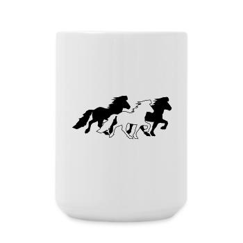 3 noble Icelandic horses in tölt - Large Mug 440 ml - white - Front