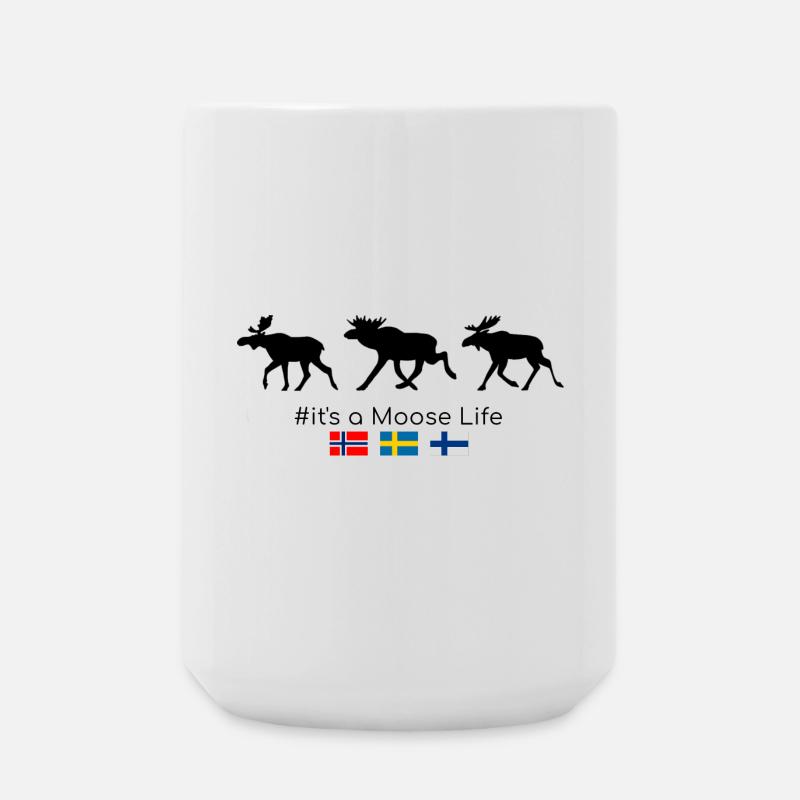 Observation d’orignaux en Scandinavie - Grande tasse 440 ml - blanc