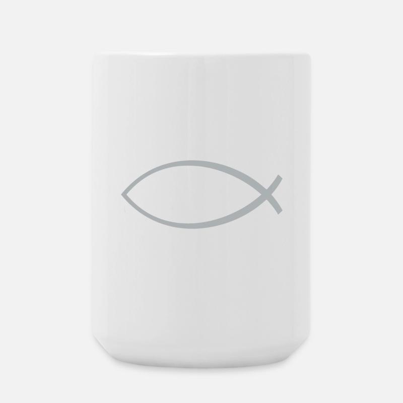 Ichtus poisson argent - Grande tasse 440 ml - blanc