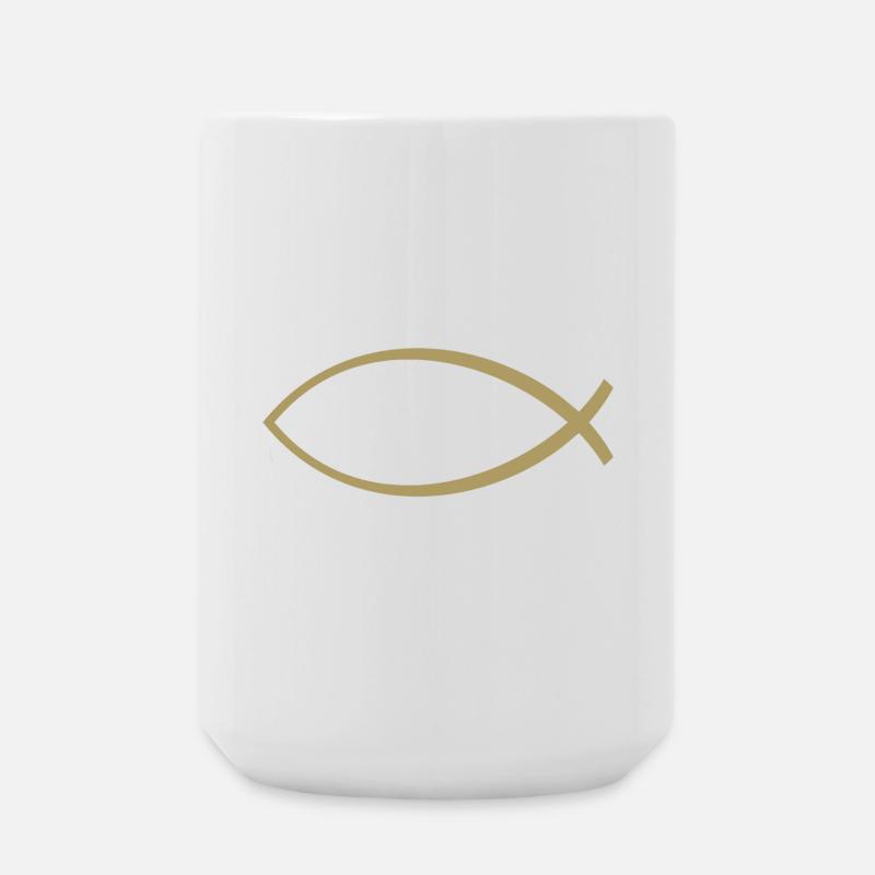Ichtus poisson or - Grande tasse 440 ml - blanc