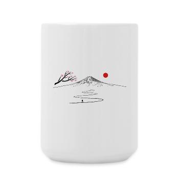 Japan, Fujijama, mountain, volcano, cherry blossom hiking - Large Mug 440 ml - white - Front