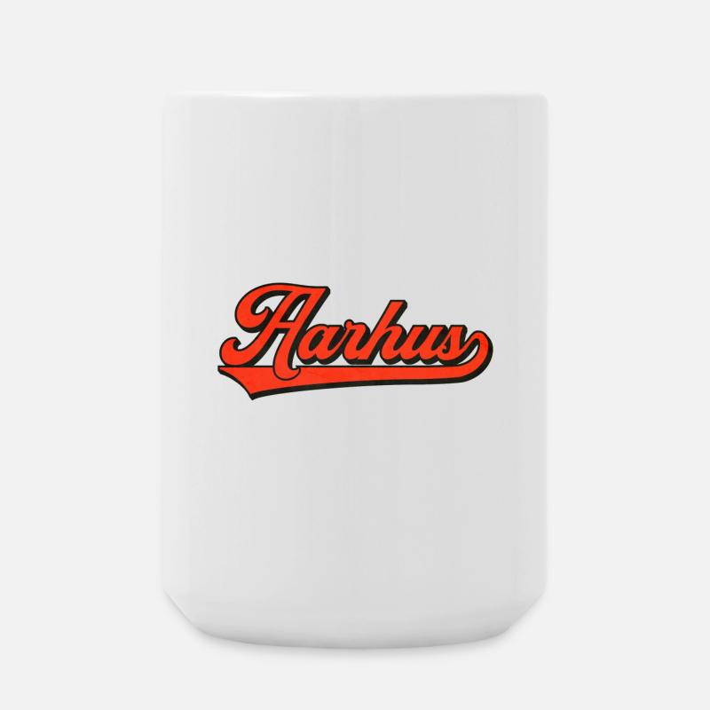 Aarhus Retro Schriftzug – Dänemark Style - Große Tasse 440 ml - Weiß