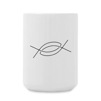Zeichnung zwei Fische ineinander - Große Tasse 440 ml - Weiß - Vorne