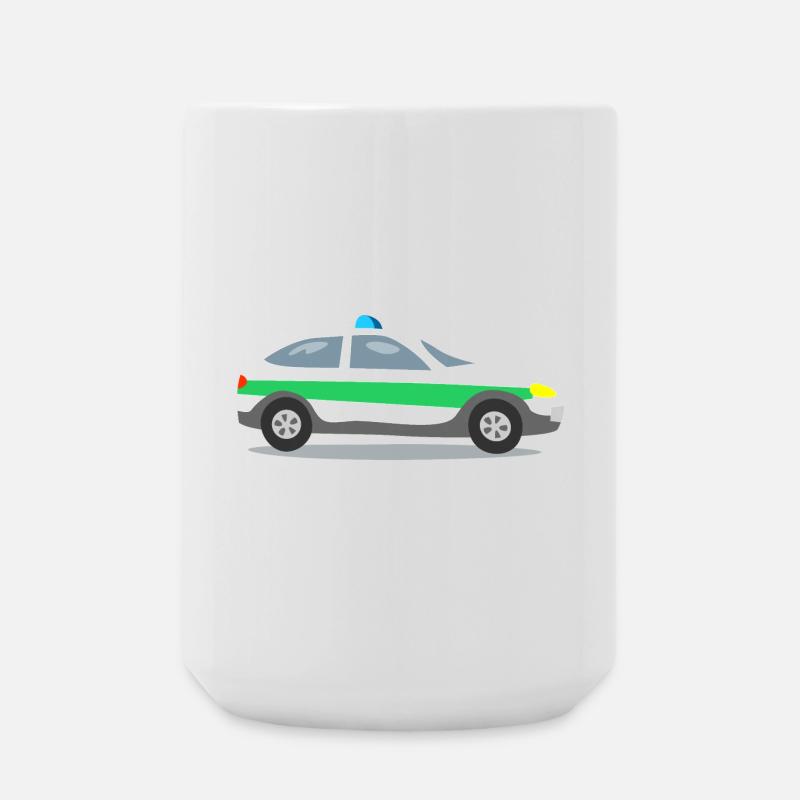 Car with blue lights - Large Mug 440 ml - white