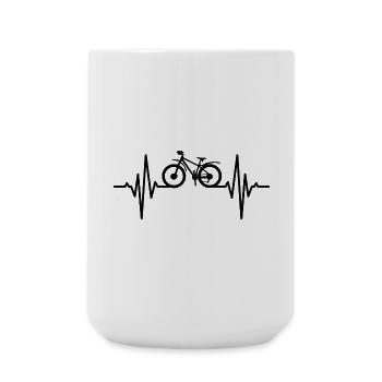Mountain biking heartbeat - Large Mug 440 ml - white - Front