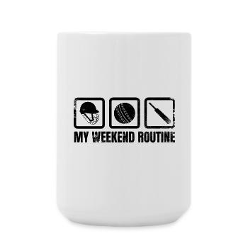 Cricket Spieler Wochenendroutine - Große Tasse 440 ml - Weiß - Vorne