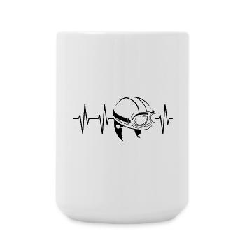 Heartbeat helmet retro old vintage motorcycle moped - Large Mug 440 ml - white - Front