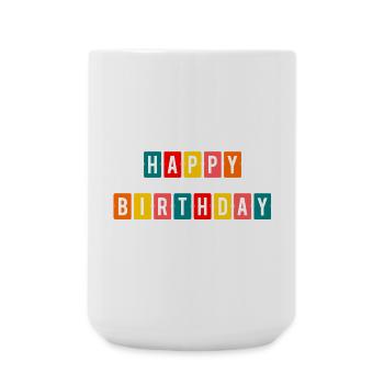 HAPPY BIRTHDAY. HAPPY BIRTHDAY. ANNIVERSARY. - Large Mug 440 ml - white - Front