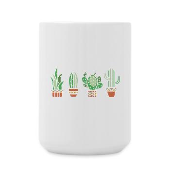 Cactus houseplant comic logo botany love icon - Large Mug 440 ml - white - Front