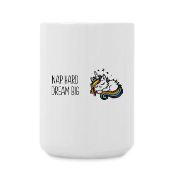 Nap hard dream big, schlafende Einhornkatze (bunt) - Große Tasse 440 ml - Weiß - Vorne