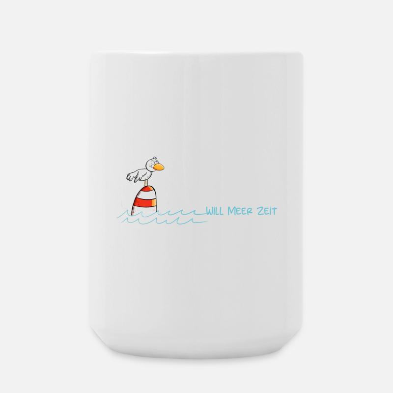 Drollige Möwe Will Meer Zeit - Große Tasse 440 ml - Weiß