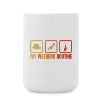 Trumpeter Weekend Routine - Large Mug 440 ml - white - Front