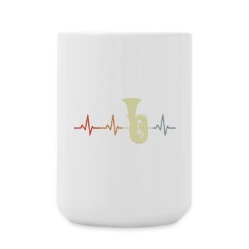 Vintage Tuba Heart Line - Large Mug 440 ml - white - Front