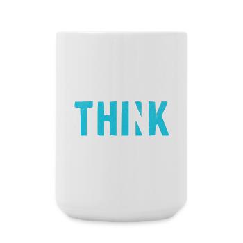 THINK Blue | Cooles Streetwear-Typo-Design - Große Tasse 440 ml - Weiß - Vorne