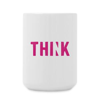 THINK Pink | Cooles Streetwear-Typo-Design - Große Tasse 440 ml - Weiß - Vorne