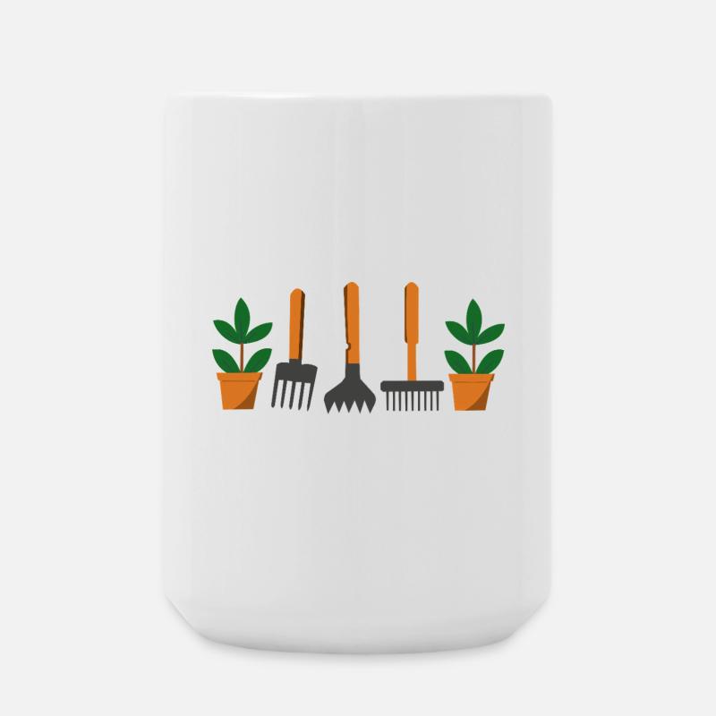 Garden tools and plants - Large Mug 440 ml - white