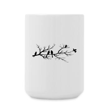 Black birds on the branch - Large Mug 440 ml - white - Front