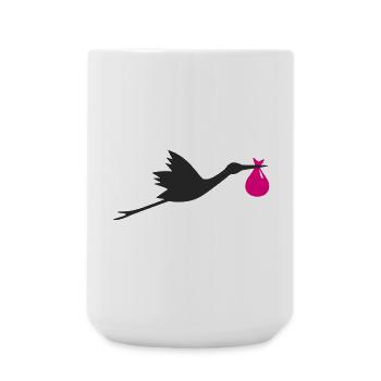 Klapperstorch Storch Mädchen rosa - Große Tasse 440 ml - Weiß - Vorne