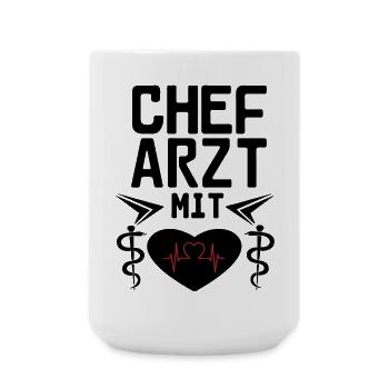 Chefarzt mit Herz Geschenk - Große Tasse 440 ml - Weiß - Vorne
