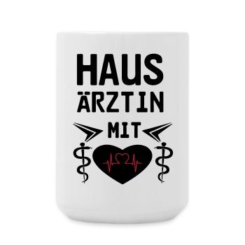 Hausärztin mit Herz Geschenk - Große Tasse 440 ml - Weiß - Vorne