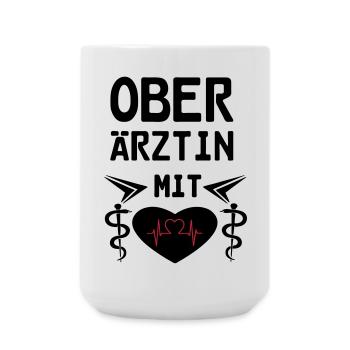 Oberärztin mit Herz Geschenk - Große Tasse 440 ml - Weiß - Vorne