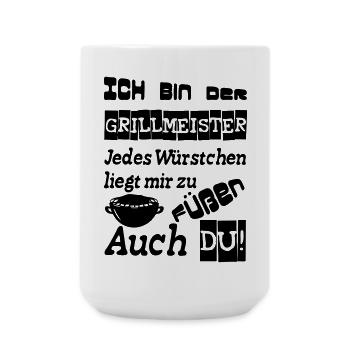 Grillmeister Spruch Grill grillen Geschenk Spruch - Große Tasse 440 ml - Weiß - Vorne