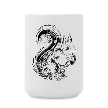 Eichhörnchen mit Eichel in den Pfoten - Große Tasse 440 ml - Weiß - Vorne