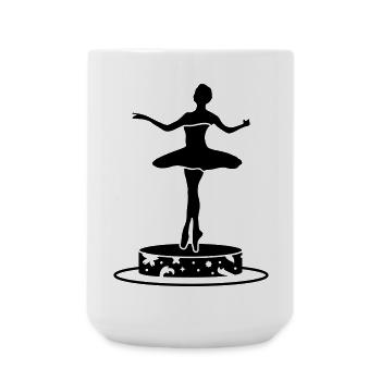 Spieluhr mit Ballerina Figur - Große Tasse 440 ml - Weiß - Vorne