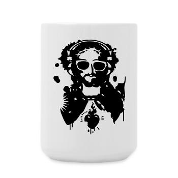 Jesus Graffiti mit Kopfhörer und Sonnenbrille - Große Tasse 440 ml - Weiß - Vorne