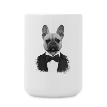 Bouledogue en Smoking Élégant - Grande tasse 440 ml - blanc - Devant