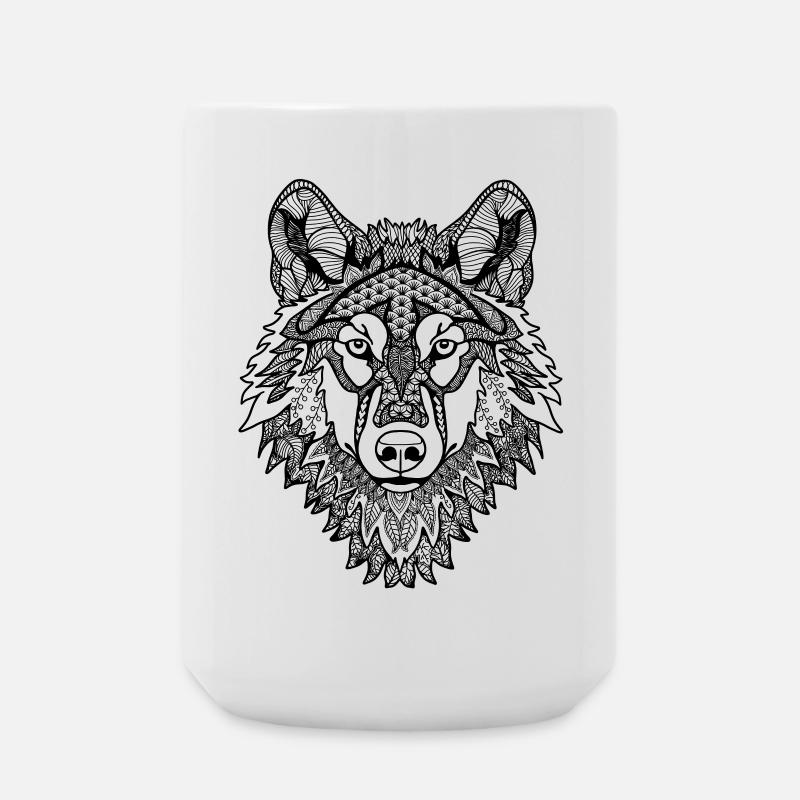 Mandala Loup - Grande tasse 440 ml - blanc